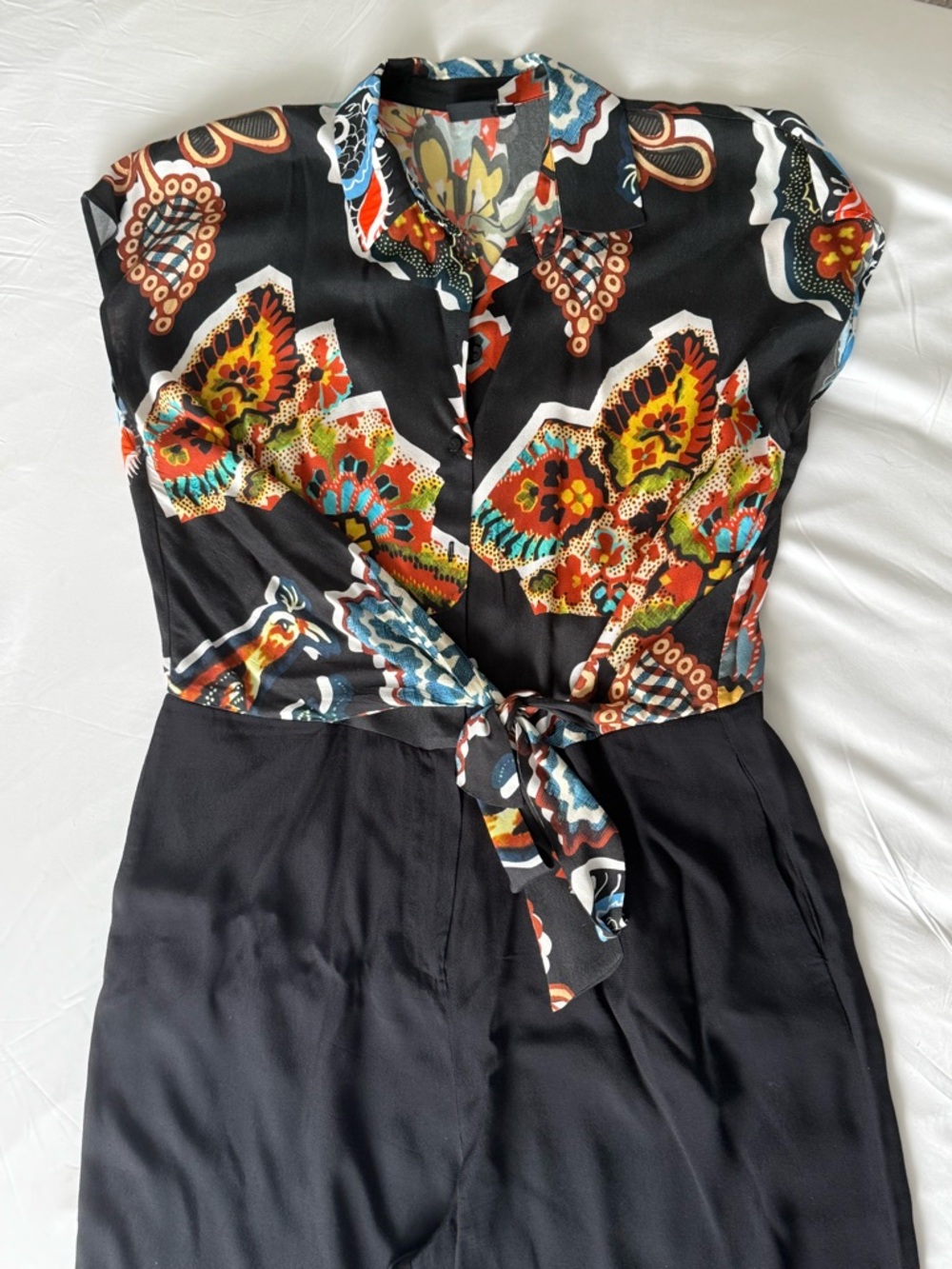 Desigual Black Jumpsuit with Multicolor Floral Bodice